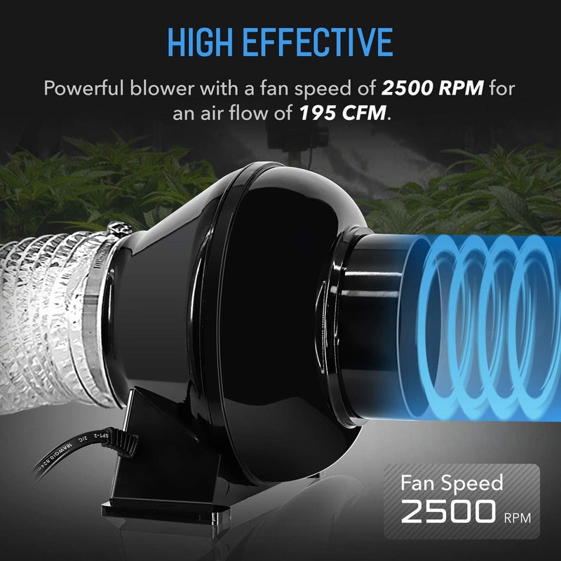 YSSOA 4 بوصة مروحة تهوية مضمنة 195 CFM HVAC تنفيس منفاخ العادم الداعم للزراعة المائية تنمو خيمة هادئة - Image 4